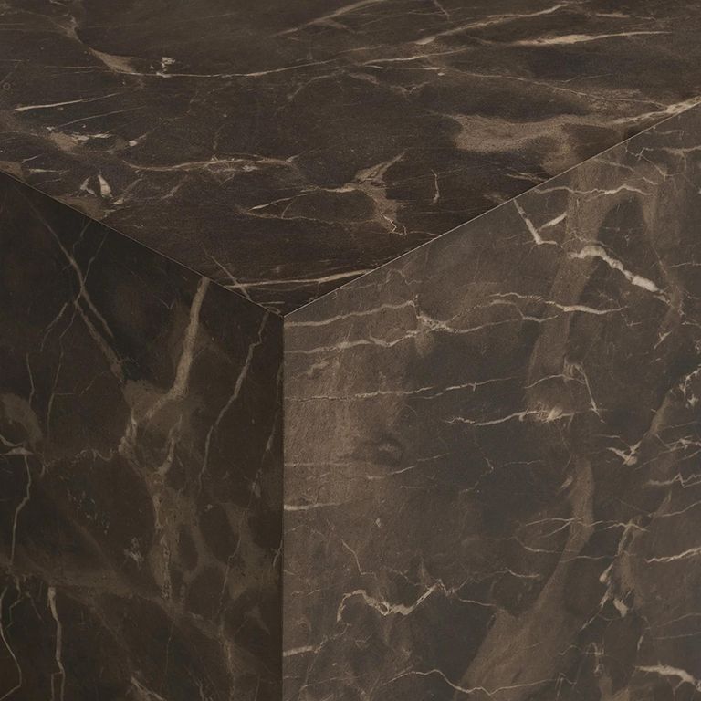 Prague Block Coffee Table - Dark Brown - Marble Effect