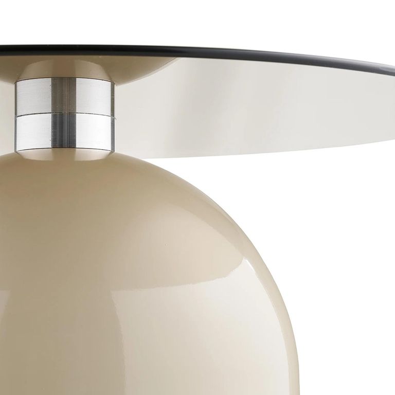 Ravello Coffee Table - Round - Sculptural Base - Grey and Beige - Tempered Glass and Metal