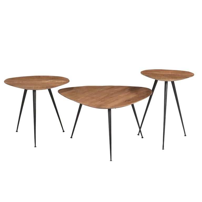Brix Loua Coffee Table - Triangle - Set of 3 - Natural - Mango Wood