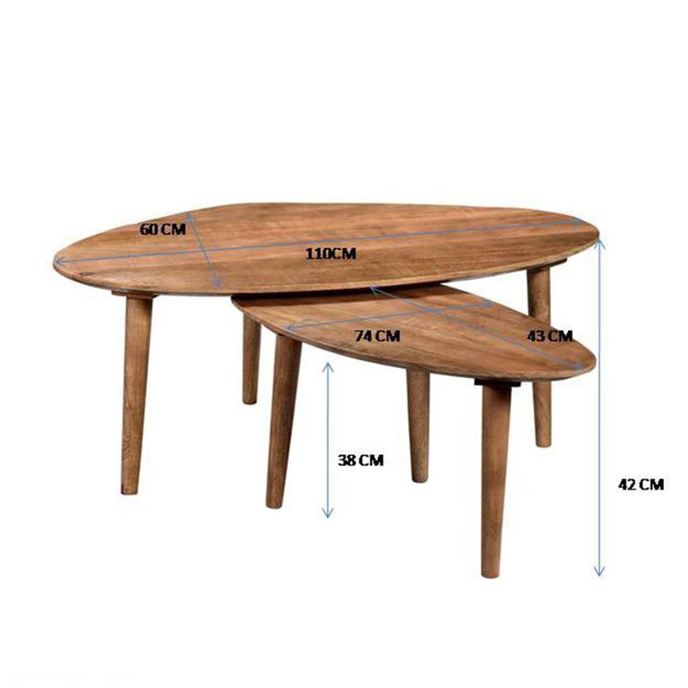 Brix Xavier Coffee Table - Abstract - Set of 2 - Natural - Mango Wood