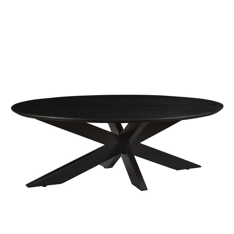 Oslo Coffee Table - Oval - Spider Legs - Black - Acacia Wood
