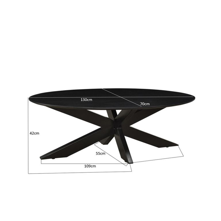 Oslo Coffee Table - Oval - Spider Legs - Black - Acacia Wood