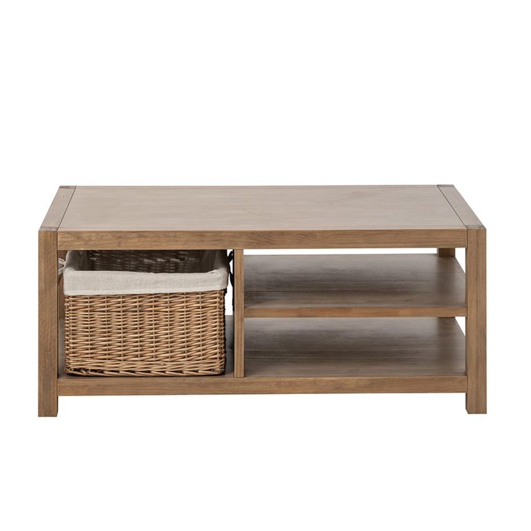 Blois Coffee Table - with Wicker Basket - Natural - Pinewood