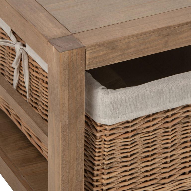 Blois Coffee Table - with Wicker Basket - Natural - Pinewood