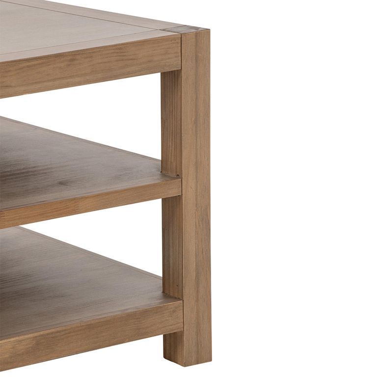 Blois Coffee Table - with Wicker Basket - Natural - Pinewood