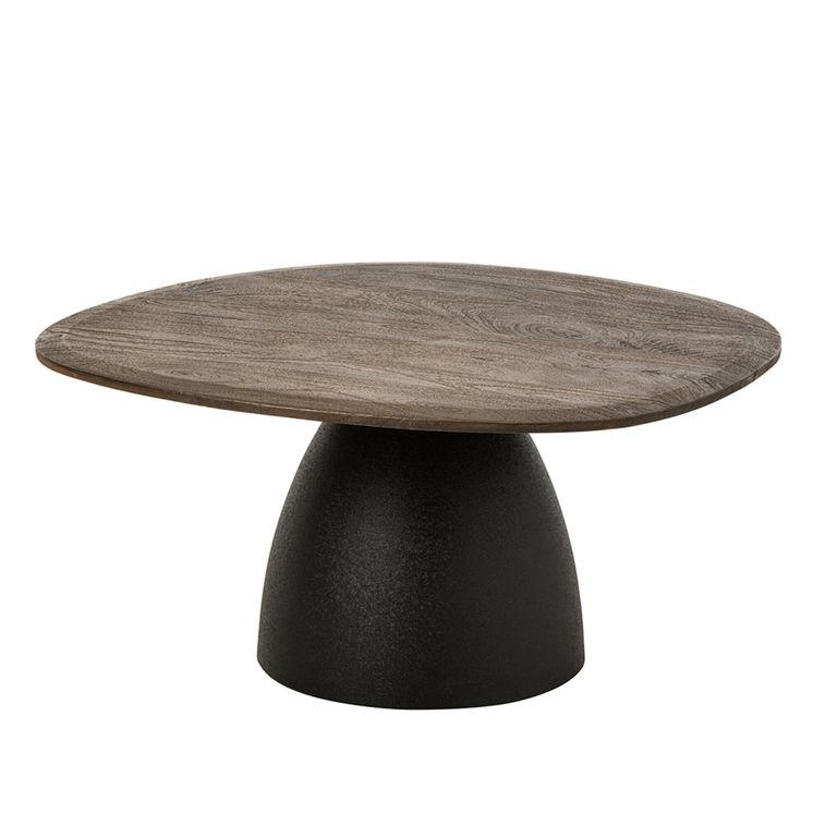Coffee Table - Abstract - Pedestal Bases - Dark Brown and Black - Mango Wood