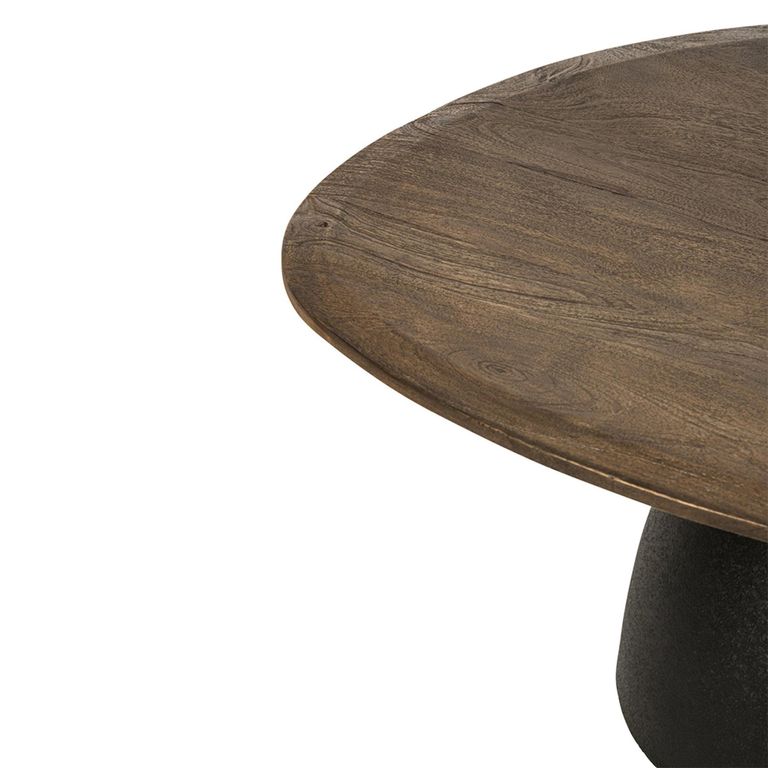 Coffee Table - Abstract - Pedestal Bases - Dark Brown and Black - Mango Wood