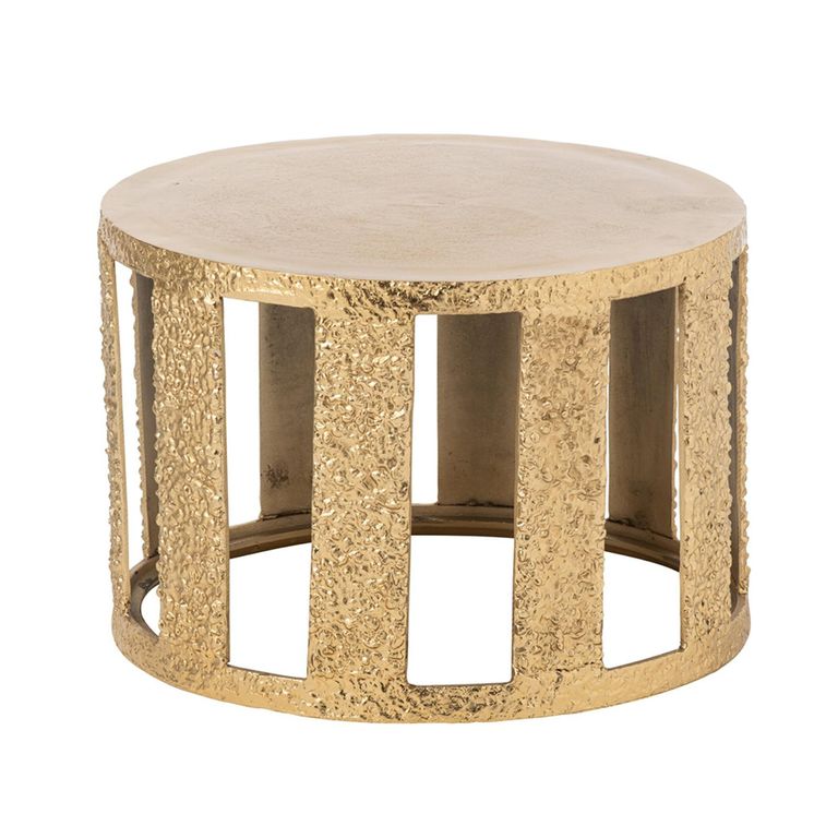 Coffee Table - Round - Slatted Base - Gold - Aluminium