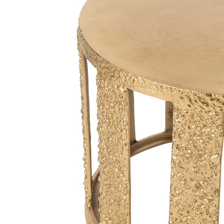 Coffee Table - Round - Slatted Base - Gold - Aluminium