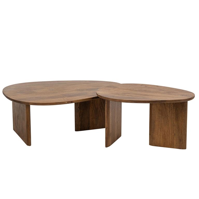 Coffee Table - Set of 2 - Abstract - Natural - Mango Wood