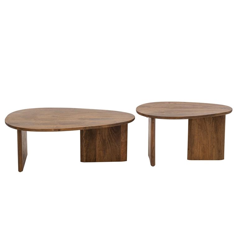 Coffee Table - Set of 2 - Abstract - Natural - Mango Wood