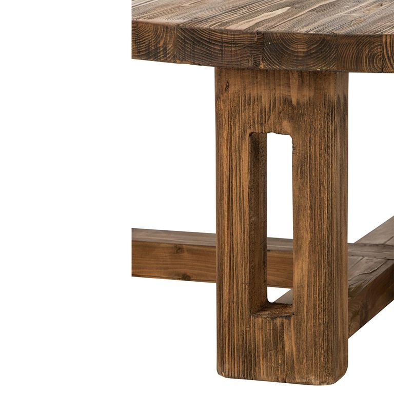Distressed Coffee Table - Round - Open Frame Base - Brown - Recycled Wood