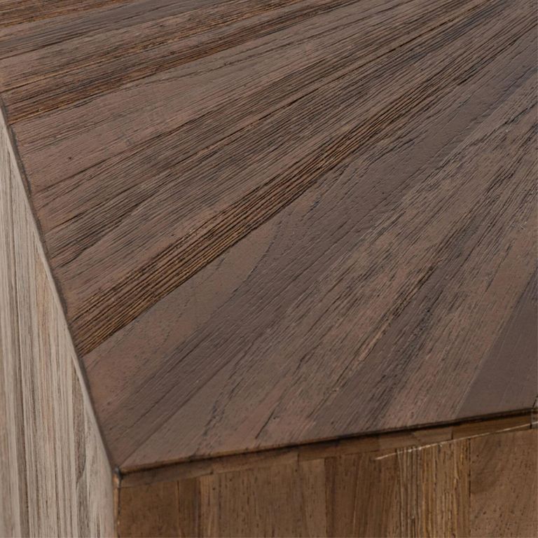 Ray Cube Coffee Table - Set of 3 - Square - Starburst - Dark Brown - Recycled Wood