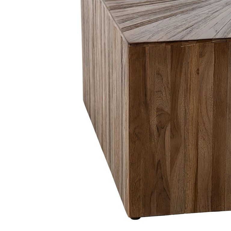 Ray Cube Coffee Table - Set of 3 - Square - Starburst - Dark Brown - Recycled Wood