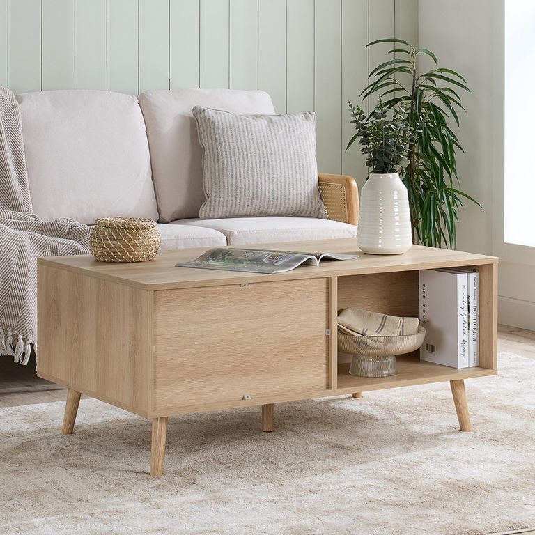 Herringford Oak Coffee Table - 1 Drawer - Chevron