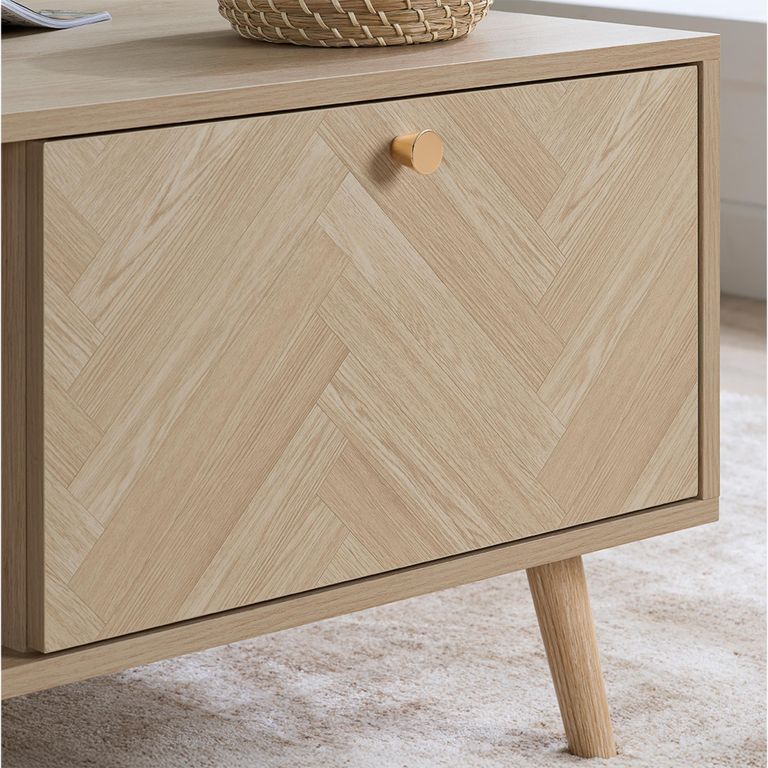 Herringford Oak Coffee Table - 1 Drawer - Chevron