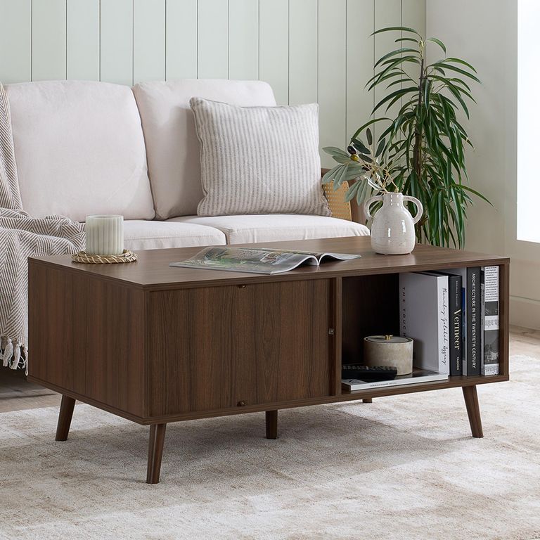 Herringford Coffee Table - 1 Drawer - Chevron - Walnut