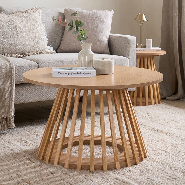 Kylo Oak Coffee Table - Round - Slatted Base