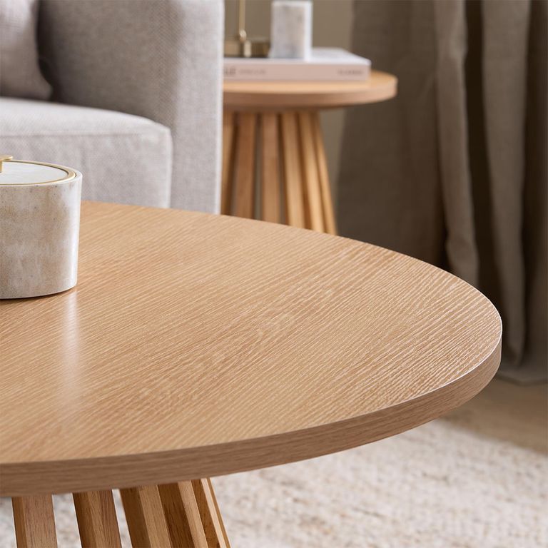 Kylo Oak Coffee Table - Round - Slatted Base