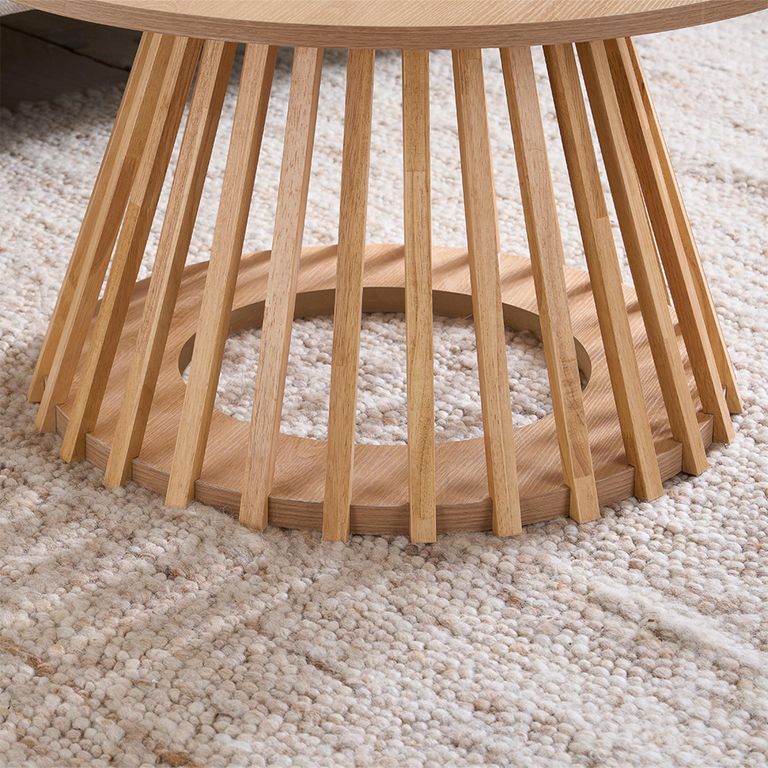 Kylo Oak Coffee Table - Round - Slatted Base