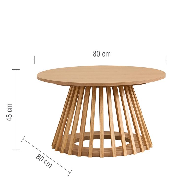 Kylo Oak Coffee Table - Round - Slatted Base