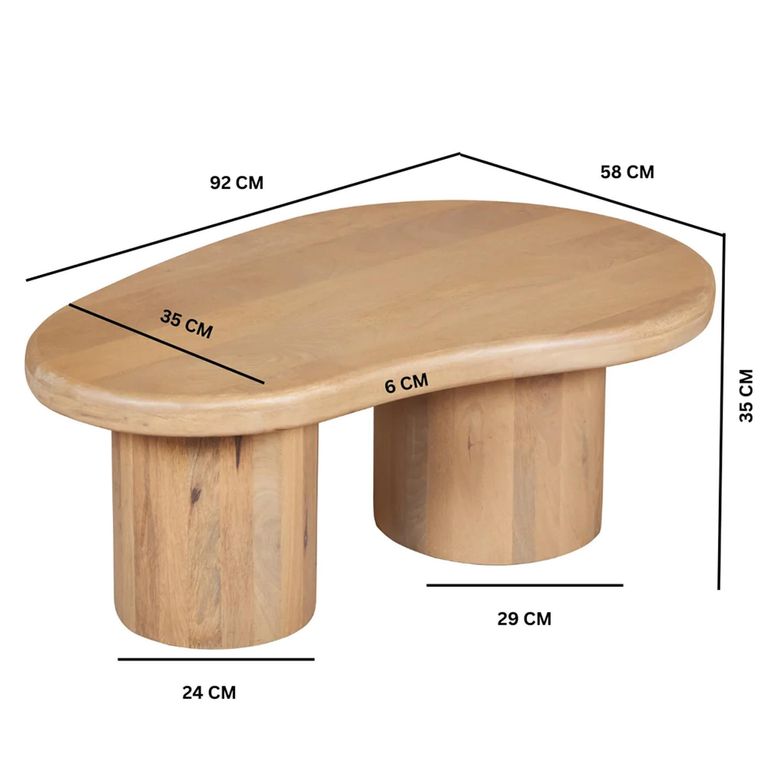 Austin Coffee Table - Abstract - Low - Natural - Mango Wood
