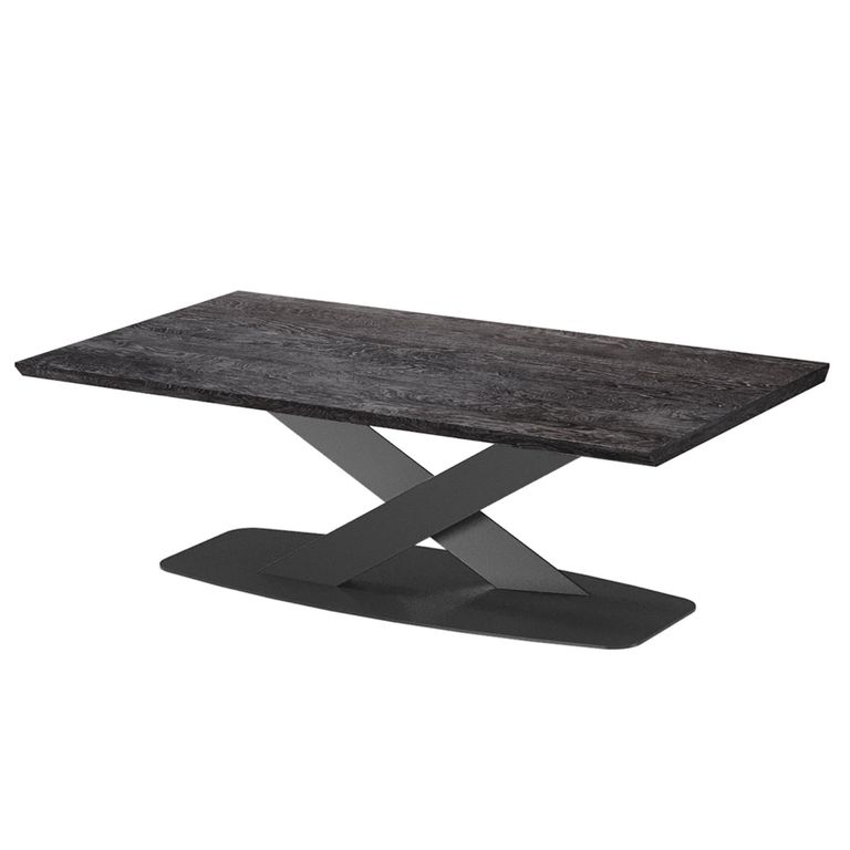 Krystal Italian Coffee Table - Medblue Birch Gloss - Wooden and Metal