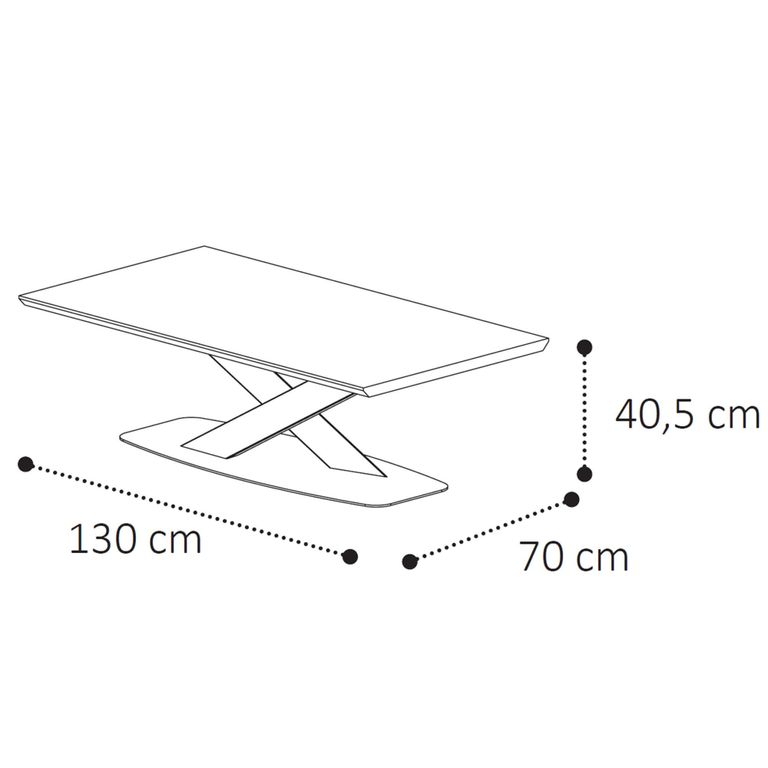 Krystal Italian Coffee Table - Medblue Birch Gloss - Wooden and Metal