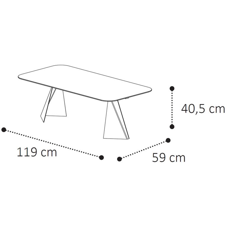 Krystal Italian Coffee Table - Tent Base - Ceramic and Metal
