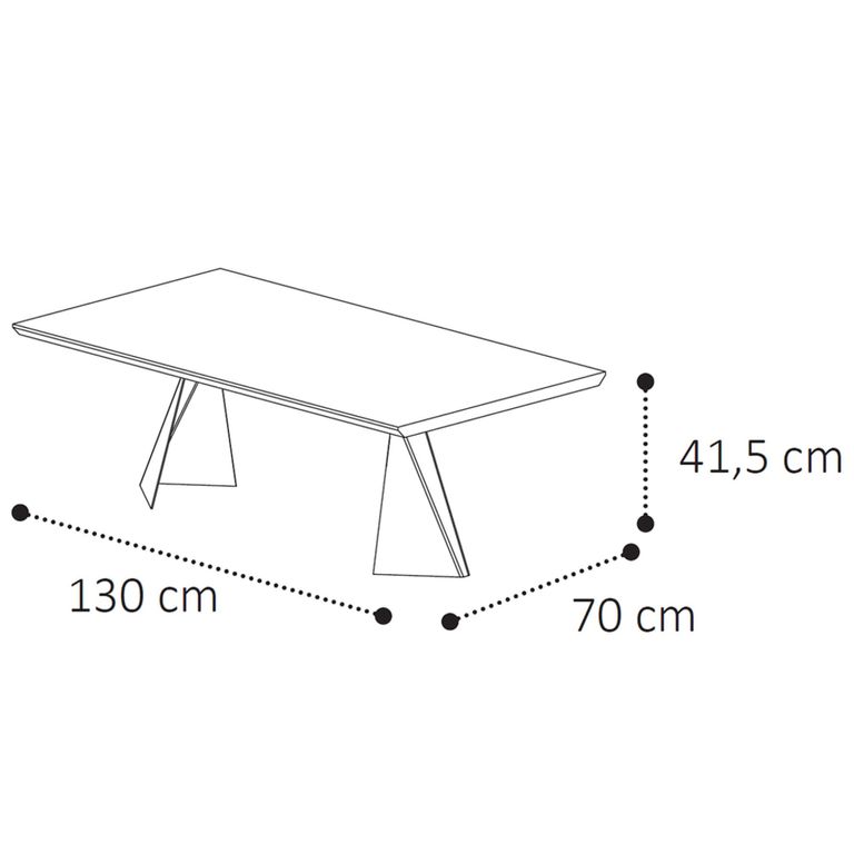 Krystal Italian Coffee Table - Tent Base - Medblue Birch Gloss - Wooden and Metal