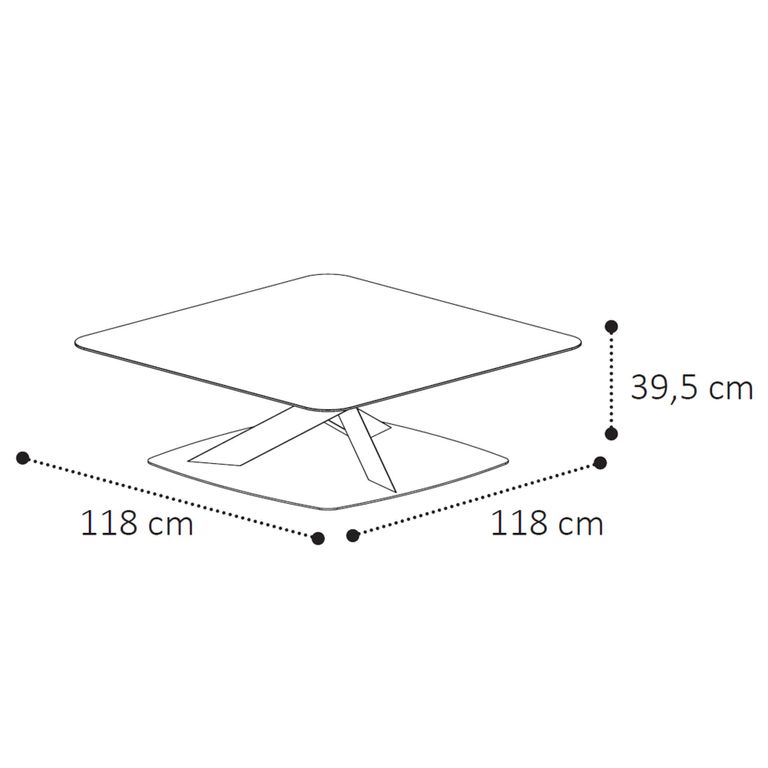 Krystal Italian Square Coffee Table - Maxi Base - Ceramic and Metal