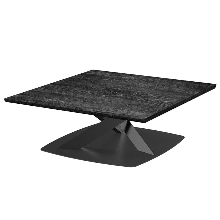 Krystal Italian Square Coffee Table - Maxi Base - Medblue Birch Gloss - Wooden and Metal