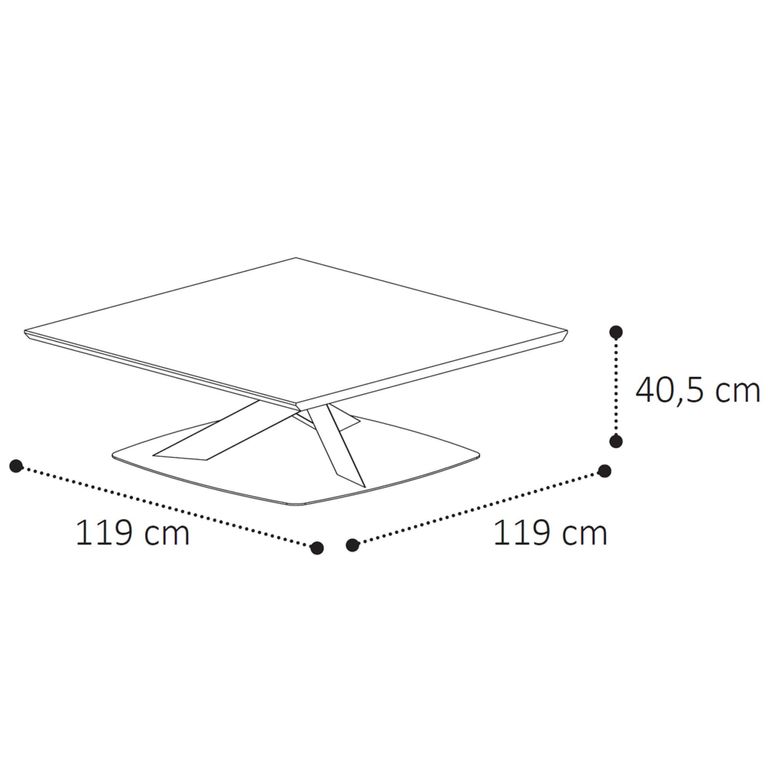 Krystal Italian Square Coffee Table - Maxi Base - Medblue Birch Gloss - Wooden and Metal