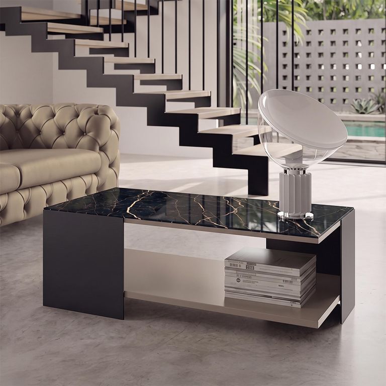 Zenith Italian Coffee Table - Thunder Night and Black - Ceramic Top