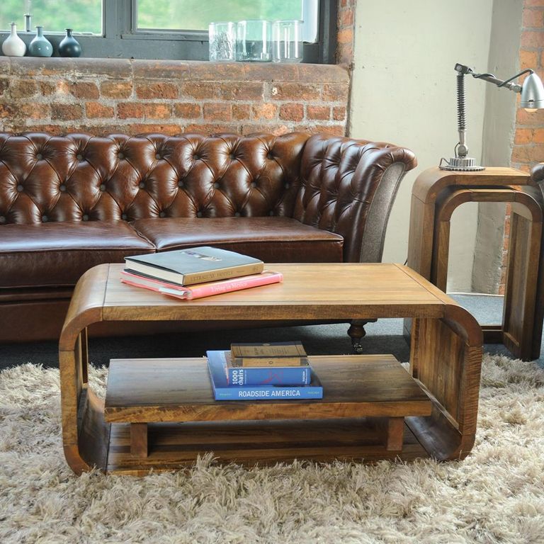 Curved Edge Mango Wood Coffee Table