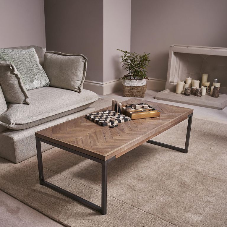 Capri Brushed Gunmetal Base Mango Wood Coffee Table