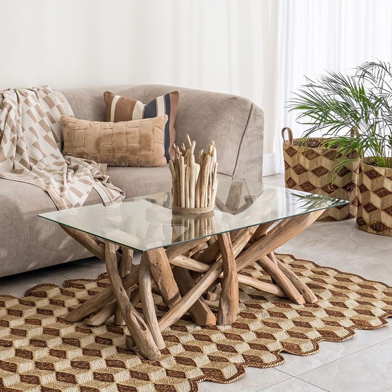 Branchwood Glass Top Coffee Table