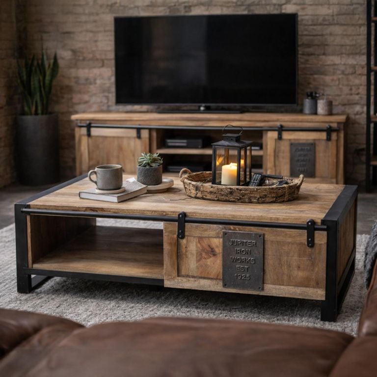 Mango Wood 1 Sliding Door 1 Door Coffee Table