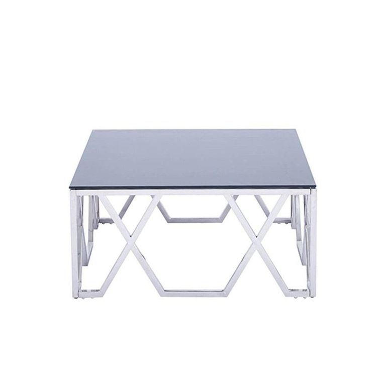 Clearance - Coffee Table - Square - Black Glass and Chrome - FSS17563
