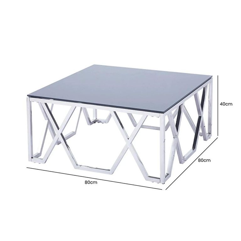 Clearance - Coffee Table - Square - Black Glass and Chrome - FSS17563