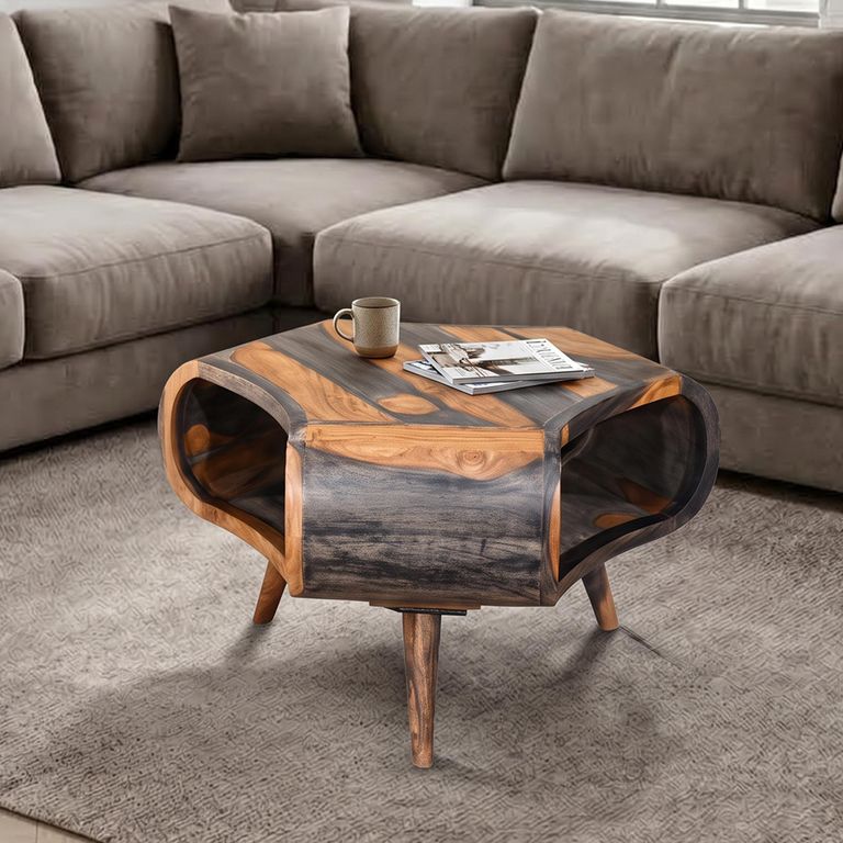 Goa Tri Coffee Table - Small - Rustic Sheesham