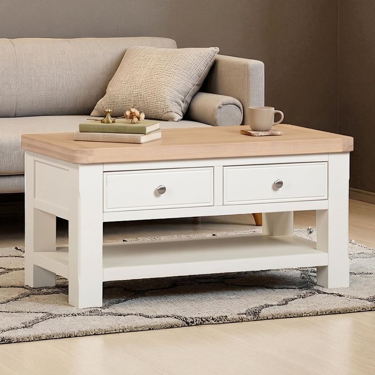 Windsor White Painted 2 Drawer Coffee Table