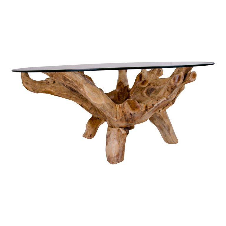 Amazonas Coffee Table - Round - Glass and Teak Root