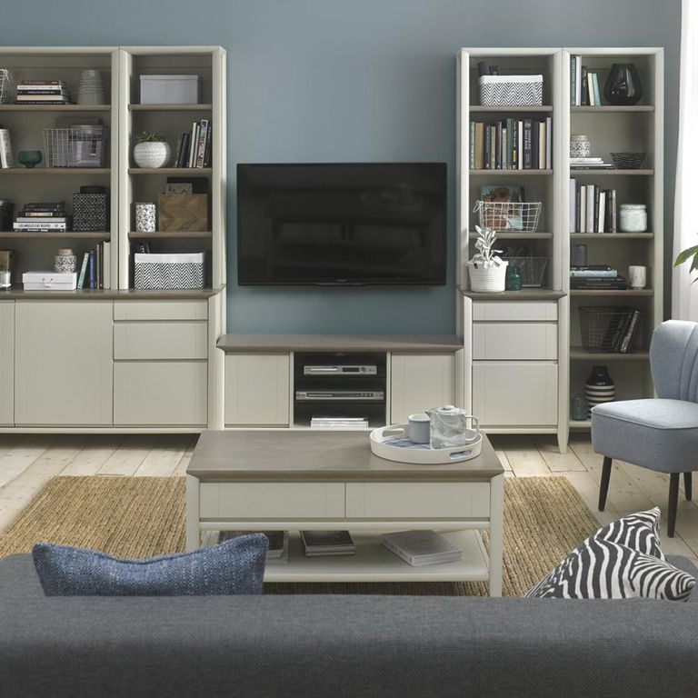 Bergen Grey Washed Oak & Soft Grey Coffee Table - Drawer