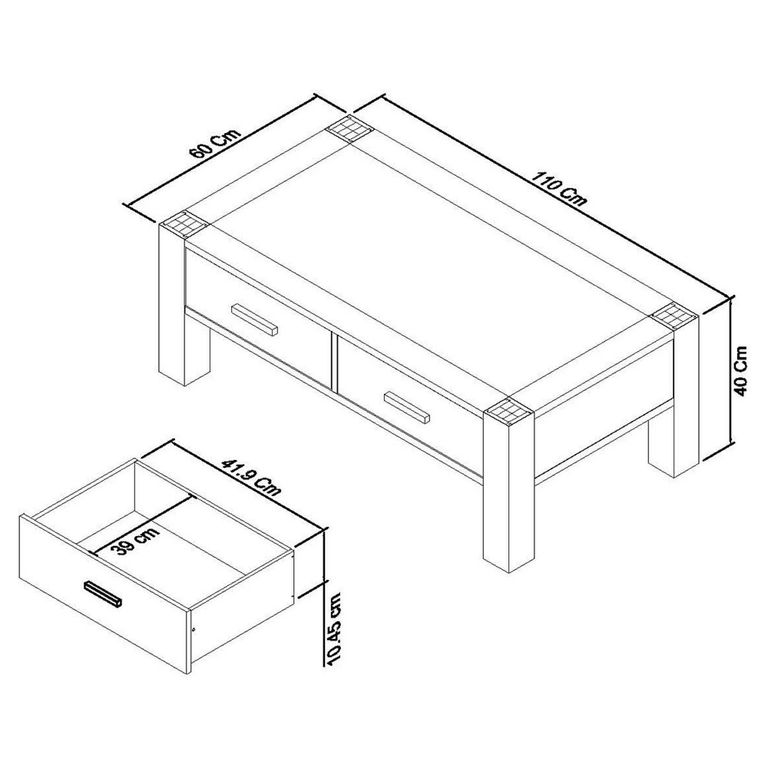 Turin Light Oak Coffee Table - Drawers