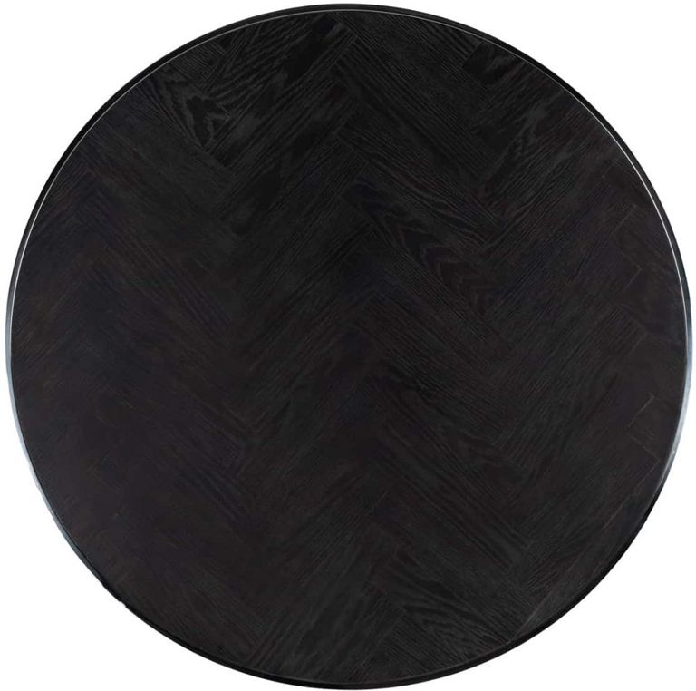 Blackbone Black Oak 2 Tier Round Coffee Tables with Silver Trim