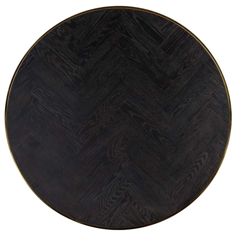 Blackbone Black Round 2 Tier Coffee Tables with Gold Trim