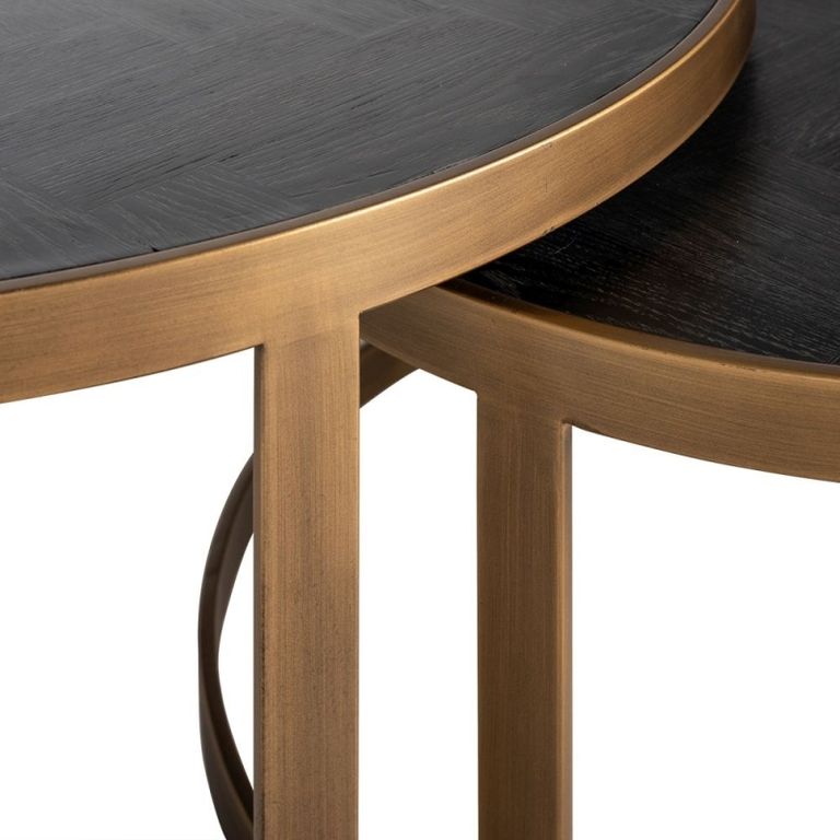 Blackbone Black and Brass 2 Tier Coffee Tables