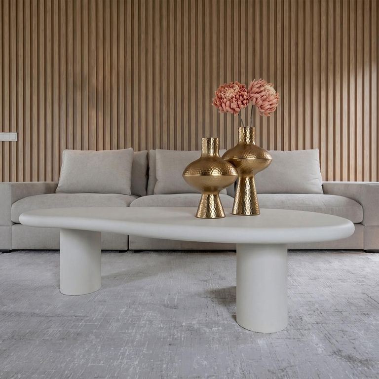 Bloomstone White Lime Plaster Curved Large Coffee Table