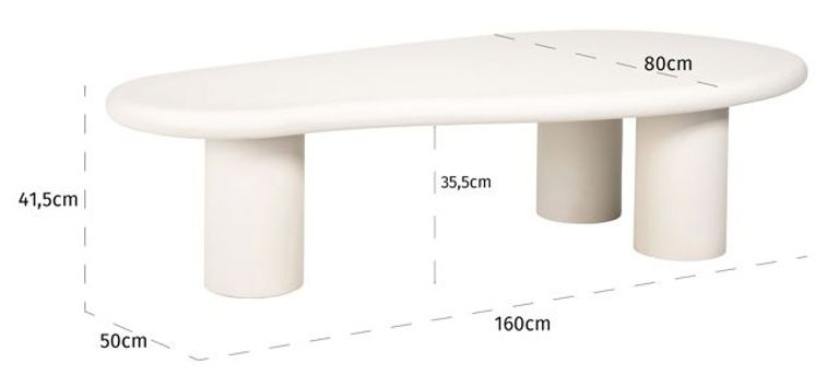 Bloomstone White Lime Plaster Curved Large Coffee Table